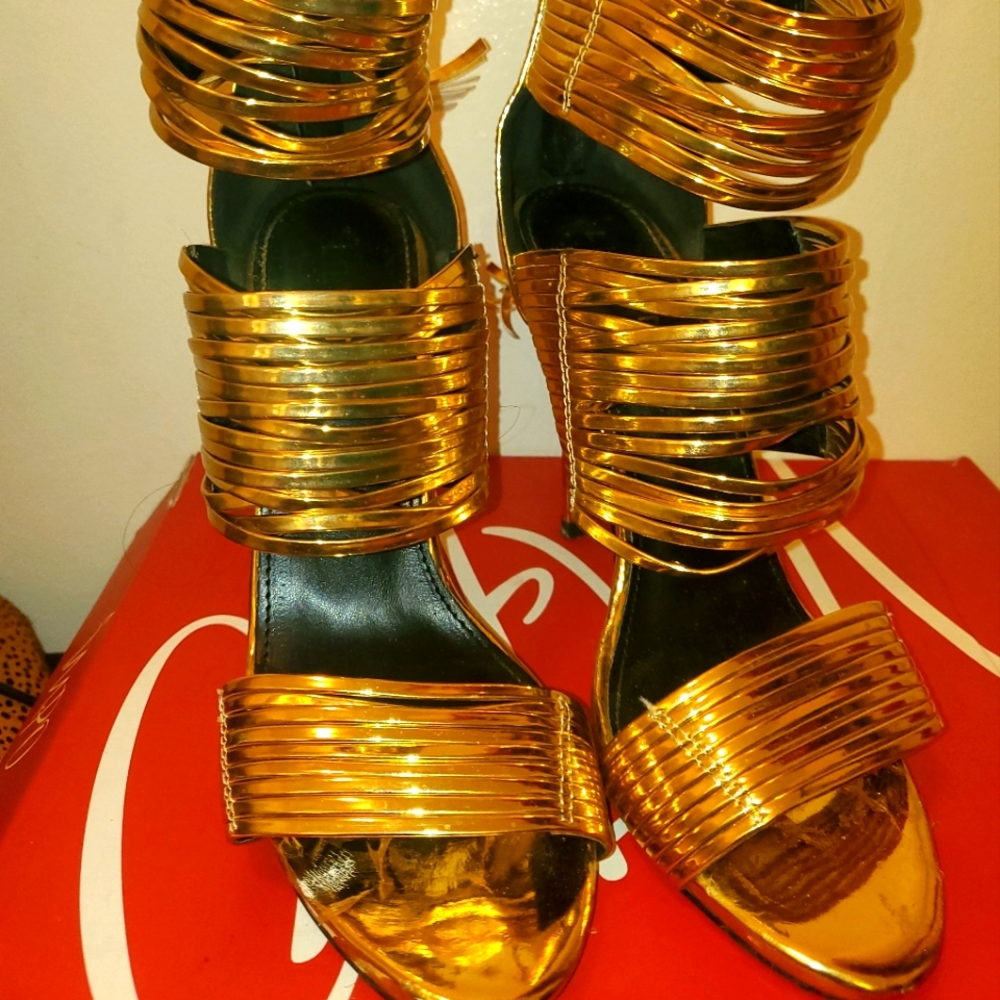 Gold Strapped Shoes